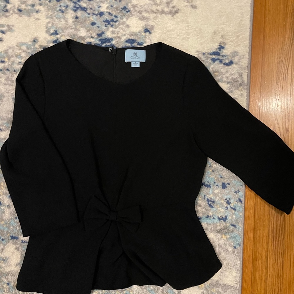 Nordstrom CeCe Peplum Top Black in Size 6